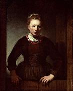 Samuel van hoogstraten Woman at a dutch door oil painting